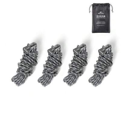 Naturehike 4件套 4.5米露营帐篷拉绳，带反光条，适用于夜间使用
