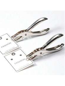 1pc Metal Single Hole Round Handheld Punch Tool, Suitable For Clothing, Tickets, DIY Crafts, Photo Albums, School Supplies, Back To School Items - Metal Version - View 1