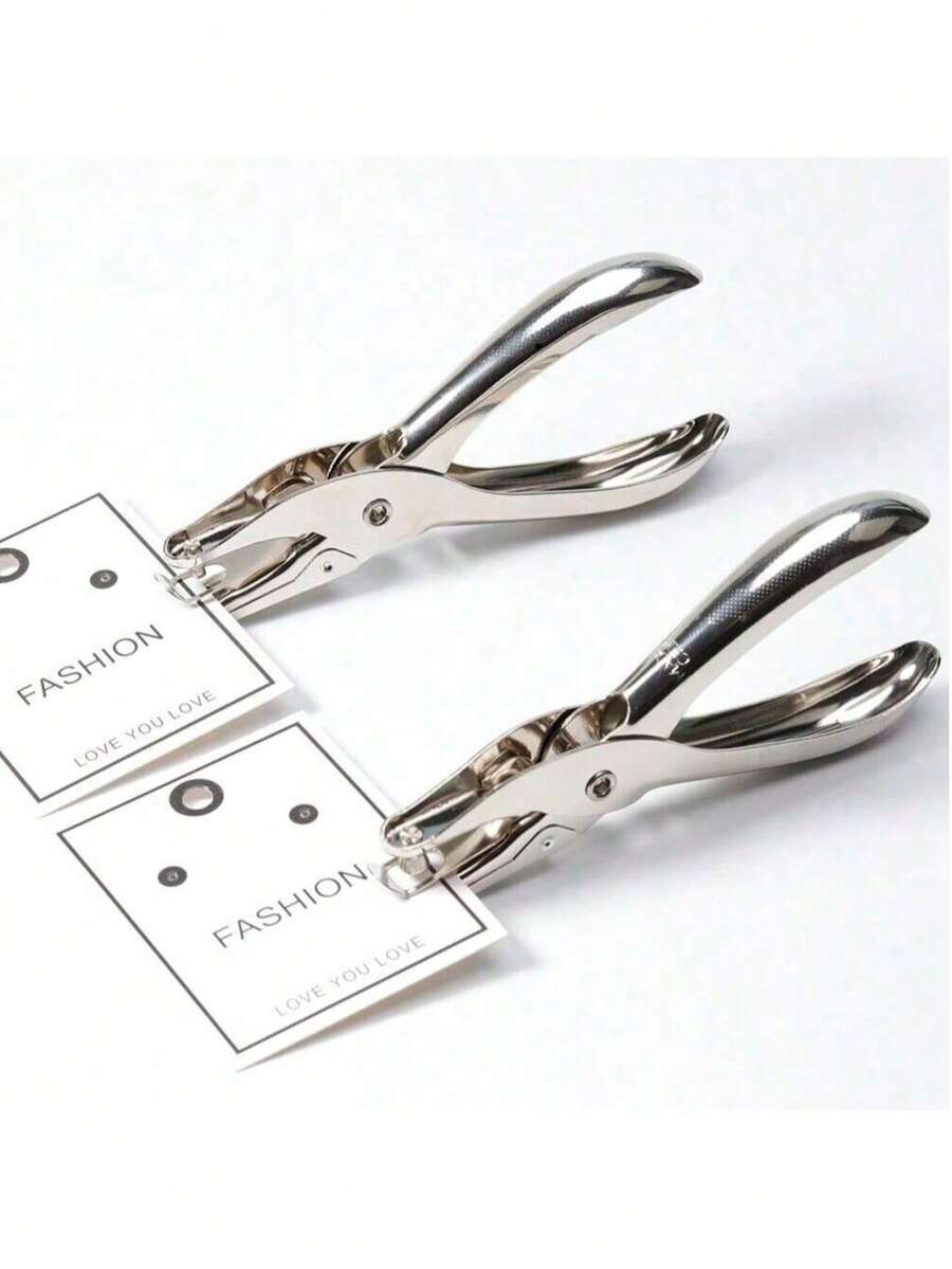 1pc Metal Single Hole Round Handheld Punch Tool, Suitable For Clothing, Tickets, DIY Crafts, Photo Albums, School Supplies, Back To School Items - Metal Version - View 1