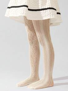 1条女童透明蕾丝连裤袜，轻薄柔软透气，适合日常穿着，甜美可爱优雅的公主风。 - 彩色 - 查看 5