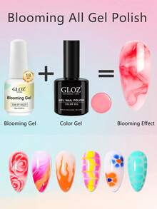 GLOZ 1 Bottle 18ml Blooming Gel Nail Polish Transparent Marble Nail Art Accessory, Suitable For Diffusion Effect, Floral Print, Watercolor Design, Suitable For Women - Clear - View 5