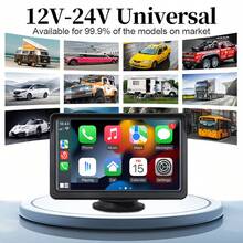 Reproductor de audio y video portátil de 7 pulgadas para el automóvil, HIPPCRON Pantalla táctil inalámbrica CarPlay Android Auto, Admite tarjeta TF/AUX/Espejo de pantalla, Montado en el tablero, Enchufe de encendedor de cigarrillos, Cámara de retroceso opcional - Con cámara de visión trasera - Ver 7