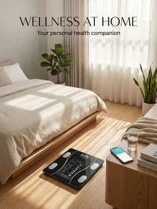 SOKANY 电子体重秤，396磅数字浴室秤，高精度体重秤，带高清液晶显示屏和温度显示（背面可切换公斤和磅单位），超宽秤面，高精度智能电子秤 - 黑色 - 查看 4