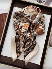 1pc Unisex Scarf, Square Headband, Headwrap, Shawl, Neck Scarf, Bandana - Khaki - View 1