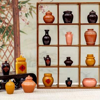 6 chiếc bình, lọ, chậu gốm mô hình thu nhỏ kiểu cổ điển, nhiều kiểu dáng khác nhau, chất liệu nhựa ABS, đồ trang trí sưu tầm, mô hình thu nhỏ tự làm, trang trí phòng, đồ vật thu nhỏ, trang trí retro, trang trí sân vườn, quà tặng mini, trang trí lễ Phục sinh