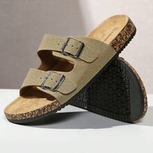 Sandal Musim Panas Unisex dengan Tali yang Dapat Diatur, Sandal Kasual untuk Dalam/Luar Ruangan, Pantai, Sandal Gabus Lembut, Ukuran Besar - Khaki - View 5