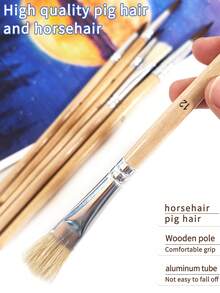 6pcs Wooden Handle Children's Oil Painting Brushes Set, Suitable For Various Paints, Graffiti, Drawing, DIY Art Creation - Multicolor - View 3