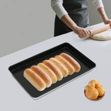 Non-Stick Large Baking Tray Rectangular Cookie Sheet Pan Heat Resistant Aluminium Alloy Bakeware For Oven Baking Cookies Cake Pizza Roasting - Black - View 5