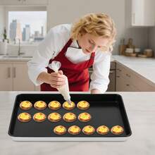 Non-Stick Large Baking Tray Rectangular Cookie Sheet Pan Heat Resistant Aluminium Alloy Bakeware For Oven Baking Cookies Cake Pizza Roasting - Black - View 9