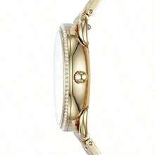 Fossil 优雅金色女士腕表，镶嵌水钻表圈，经典多表盘纹理表盘，金属表带，商务休闲日常佩戴配饰，适合办公室女士约会或周年纪念。 - 金色 - 查看 7