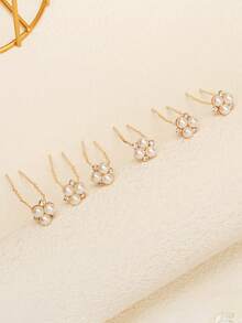 6件套简约优雅水晶珍珠U型发夹，手工制作新娘伴娘婚礼发饰 - 彩色 - 查看 10