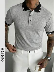 GRDR 男士时尚 Polo 短袖 T 恤 | 精致设计 | 夏季必备 | 百搭易配 | 展现您的风格 - 淺灰色 - 查看 6