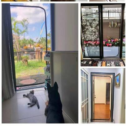 Anti-Cat Door Curtain, Thickened Mesh Pet Barrier, No Drill Easy Install Screen Door To Keep Cats In & Bugs Out