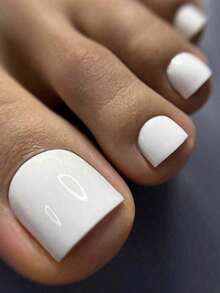 120 piezas de uñas postizas de unicolor burdeos para arte de uñas, uñas de los pies rojas de prensa, suministros para uñas - Blanco - Ver 3