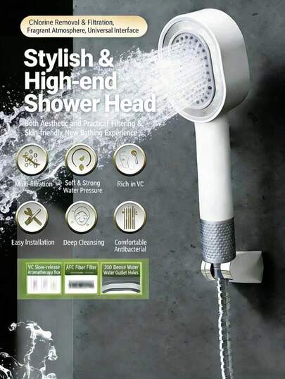 Bộ lọc vòi sen cao cấp, bộ lọc sợi carbon hiệu suất cao, bộ lọc nước tắm, loại bỏ hiệu quả clo, florua và nước cứng, lọc áp lực, vòi sen cầm tay tiết kiệm nước cho phòng tắm gia đình, thân thiện với da và dưỡng ẩm | Lọc tạp chất, dòng nước đều