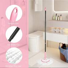 -Wringing Twist Mop For Floor Cleaning, 57" Long Handle Heavy Duty Microfiber Mop For Wet Mopping On Tile, Hardwood, Kitchen, Bathroom, Patio, Garage, Commercial Household Clean (Pink) - Cây lau nhà - Xem 5