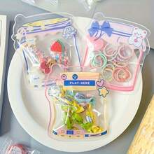 20/50/80pcs Cute Cartoon Transparent Self-Sealing Bags, Suitable For Hair Accessory Packaging, Cute Gift Self-Sealing Bags, Mixed Styles, Seal Food Storage And Food Cabinet Organization, Reusable Food Storage Bags, Transparent Textured Design, Contents Visible - Multicolor - View 2