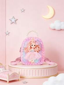 1pc This Stylish And Cute Mini Backpack With A Zipper Closure And A Cartoonish Pearl Princess Design Is A Sweet And Versatile Choice Suitable For Various Occasions. It'S Perfect For Outdoor Activities, Playtime, Commuting, And More, Making It The Perfect Gift For Teenagers. - Multicolor - View 4