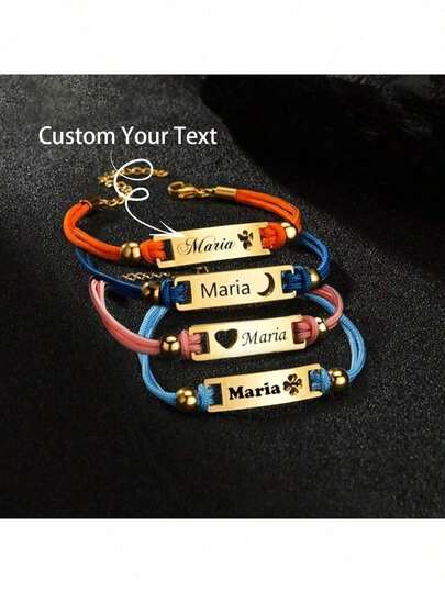 1pc Customizable Butterfly Heart Nameplate Decor, Adjustable Cord, DIY Hollow Letter Bracelet, Personalized Birthday/Christmas Gift