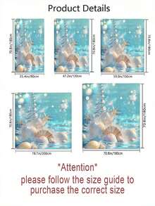 4pcs Crystal Seashell & Starfish Pattern Shower Curtain With 12pcs Plastic Hooks, Bathroom Non-Slip Mat, U-Shaped Toilet Seat Cover, Modern Home Bathroom Accessories - A - View 5