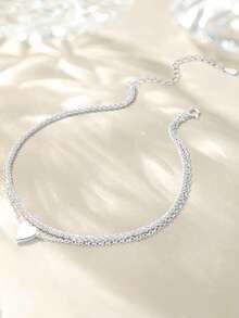 EleRunis 1PC 925 Sterling Silver Dainty Layered Zirconia Heart Love Ankle Bracelet Fashion Foot Adjustable Chain Summer Style Jewelry For Women Girls Girls - Silver - View 6