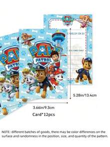 Paw Patrol 12pcs/Set Themed Party Birthday Invitation Card Pink And Blue Birthda Holiday Party Invitation Cards Greeting Card Invitations ﻿ - Cartoon - View 3