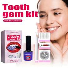 牙齒珠寶套裝自粘鑲嵌銳石寶石牙齒閃閃發光可拆式水晶套裝包括工具和黏合劑，時尚DIY時尚女性，嘻哈風格自黏效果強 - 牙鑽套裝 - 查看 1