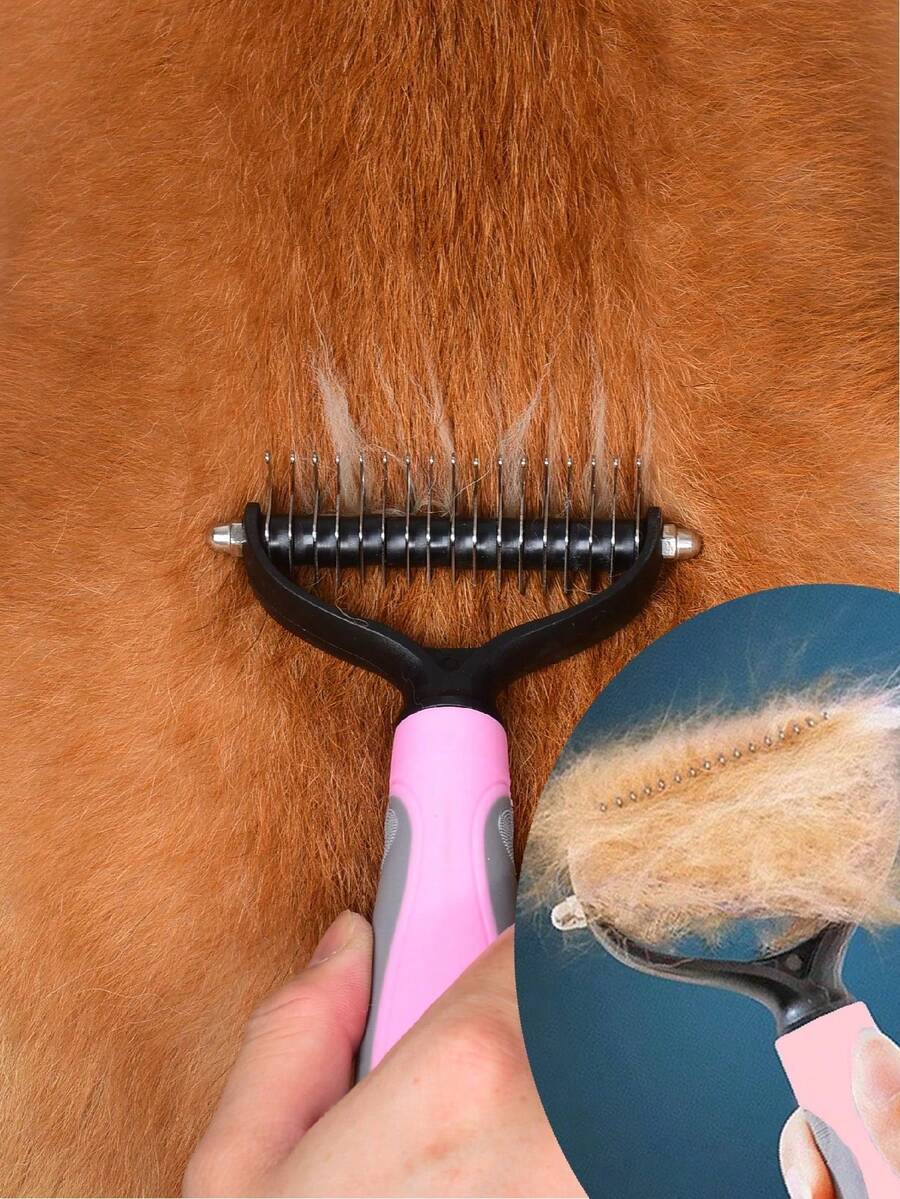 Pet Deshedding Brush And Dematting Comb - Professional Grooming Tool For Dogs And Cats - Removes Tangles And Matted Fur - Reduces Shedding And Promotes Healthy Coat - Multicolor - View 1