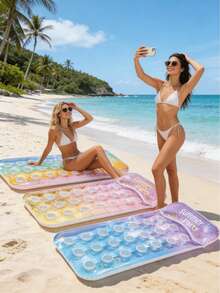 1 pieza Flotador inflable de piscina de verano, material de PVC, patrón de cielo estrellado con lentejuelas hueco, cama flotante inflable, balsa de piscina inflable, adecuado para fiesta de piscina de vacaciones, bomba de aire aleatoria incluida - Cama flotante en cueva de cielo estrellado - Ver 10