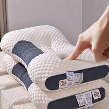 透氣高品質睡眠按摩枕－人體工學針織頸部支撐枕，吸濕排汗聚酯纖維，柔軟裝飾靠墊，適用臥室與客廳，可機洗，睡眠按摩芯，頂級，露營用 - 彩色 - 查看 4