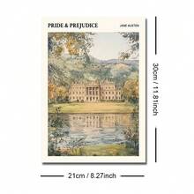 1幅装裱/未装裱《傲慢与偏见》帆布海报，经典书籍爱好者必备，书香墙面艺术印刷品，书友会/图书馆/阅读角装饰，复古画作，适用于公寓、客厅、卧室、现代家居装饰 - A - 查看 11