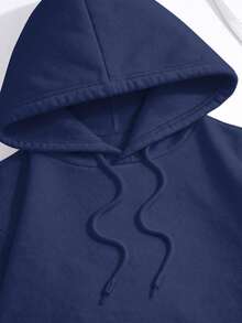 Men's Kangaroo Hoodie With Playing Card Print For Cold Weather - 藏蓝色 - 查看 7