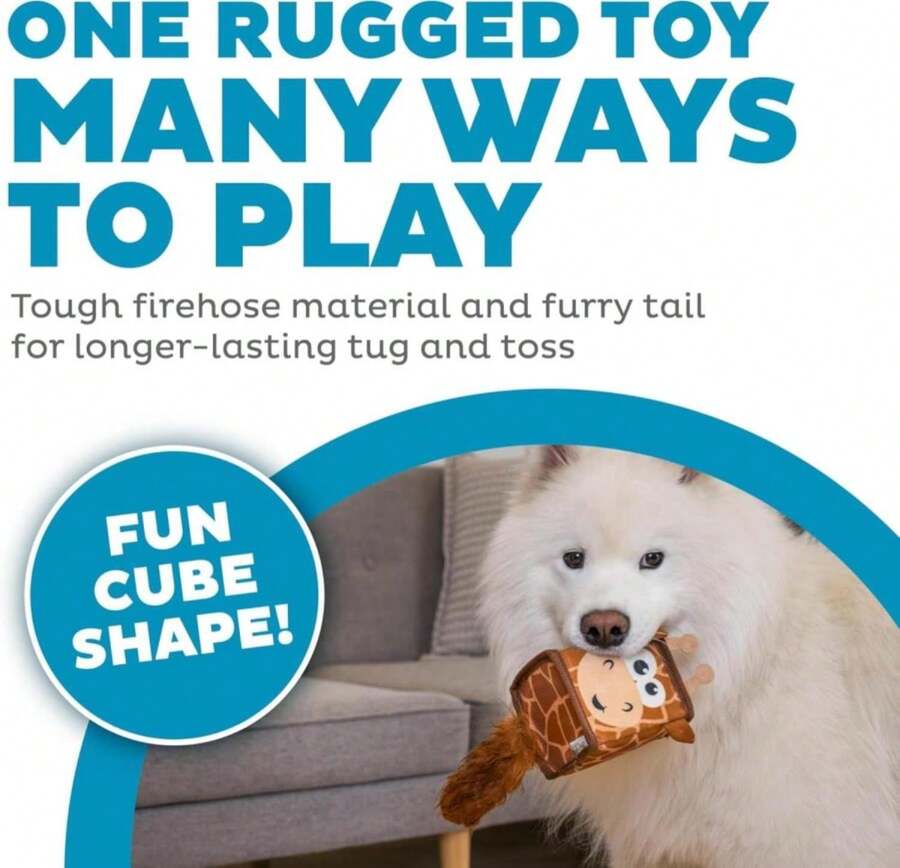 Outward Hound Fire Biterz Cubez Brown Giraffe Squeaky Ballistic Firehose Dog Toy, Small - ColorA - 查看 1