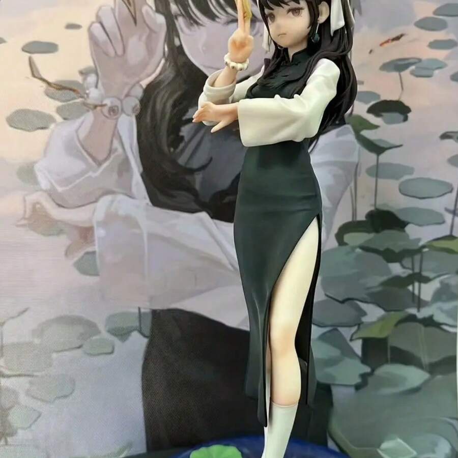 滑稽造型动漫少女手办，优雅旗袍装扮，卡通电影人物收藏品，送给家人和朋友的惊喜礼物 - 彩色 - 查看 1