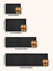 1pc Black Minimalist Style Kitchen Rug, Non-Slip, Suitable For Indoor Decor, Living Room, Bathroom, Bedroom, Doormat, Carpet And Outdoor Carpet, Made Of Polyester Fiber, Easy To Clean And Machine Washable, Applicable For All Seasons And Festivals - Black - View 3