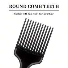 1pcs African Anti-Static Plastic Black Natural Curled Dense Hair Comb - African Tweezledown Comb - African Art Design - 黑色-1件 - 查看 5