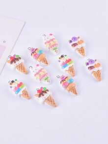 10pcs/Set Cute Cartoon Colorful Resin Ice Cream Jewelry DIY Pendant Earrings Necklace Accessories Wholesale - Multicolor - View 3