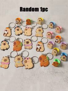 12pcs Cartoon Capybara Silicone Keychains, Suitable For Children's Birthday Party, School Rewards, Piñata Filler, Gift Bags - Multicolor - View 11