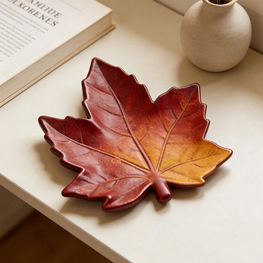 枫叶托盘硅胶模具，粘土模具，适用于制作肥皂、石膏、聚合物粘土和树脂DIY工艺品模具，是情人节、复活节、母亲节和生日礼物的完美选择。 - A - 查看 1