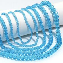 1pc Transparent Lake Blue Faceted Abacus Crystal Glass Beads, 3/4/6/8/10mm, Fashion Casual Versatile Jewelry Making DIY Spacer Beads For Multilayer Bracelet Necklace Pendant Decoration Accessories Wholesale - Lake Blue - View 3