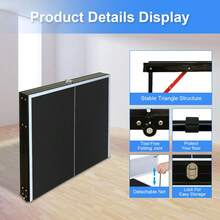 4.5ft Black Table Tennis Table Foldable & Portable Ping Pong Table Set With Net And 2 Ping Pong Paddles For Indoor Outdoor Game - Black + MDF - 查看 9