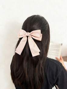 1 chiếc kẹp tóc nơ hồng dệt dành cho nữ, thích hợp sử dụng hàng ngày và trong các dịp cưới hỏi, phụ kiện tóc. - Hồng - Xem 15