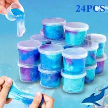 8-24 件装水晶史莱姆派对礼品 - 不粘手且超柔软的史莱姆，采用 PP 容器包装，非常适合作为生日礼物、复活节彩蛋、课堂奖励、独角兽主题派对、万圣节和圣诞节礼物。 - 彩色 - 查看 14