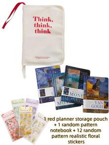 Creative Planner Set - Minimalist Large Capacity Organizer Pouch With Elegant Floral Notebook And Stickers - Sets - View 10