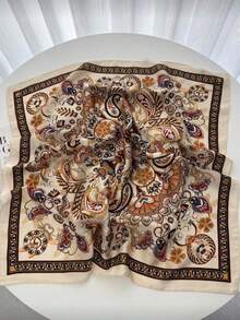 1pc Unisex Scarf, Square Headband, Headwrap, Shawl, Neck Scarf, Bandana - Khaki - View 2