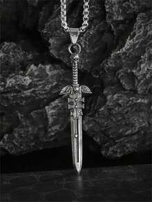1pc Skeleton Knight Cross Sword Pendant Necklace, Retro Gothic Style, Unisex, Punk And Cool Accessories, Versatile For Daily Use - Fashion - View 6