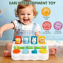 捉迷藏按钮盒玩具，带动物和物体感应开关 - 耐用ABS树脂材质，儿童早教玩具，增强精细动作技能和手眼协调能力，幼儿玩具 - 彩色 - 查看 3