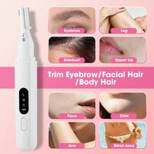 Hailicare Recortador de cejas eléctrico 2 en 1 con cabezales de doble cuchilla, diseño ancho y preciso, 3 niveles, diseño plegable, regalo de belleza para festivales - Ver 3