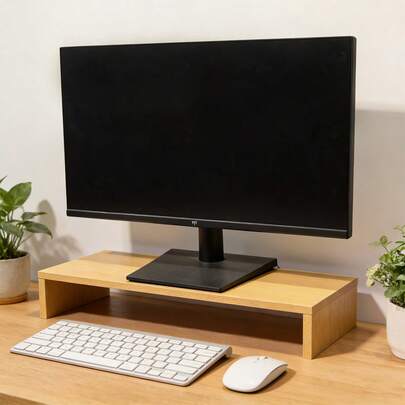 1pc Computer Monitor Riser Stand With Drawer, Multifunctional Desktop Organizer Shelf, Laptop Holder, Office Desk Display Raiser Stand With Storage Drawer