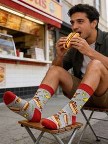 1 双男士休闲腊肠犬图案袜子，百搭又有趣 - 彩色 - 查看 2